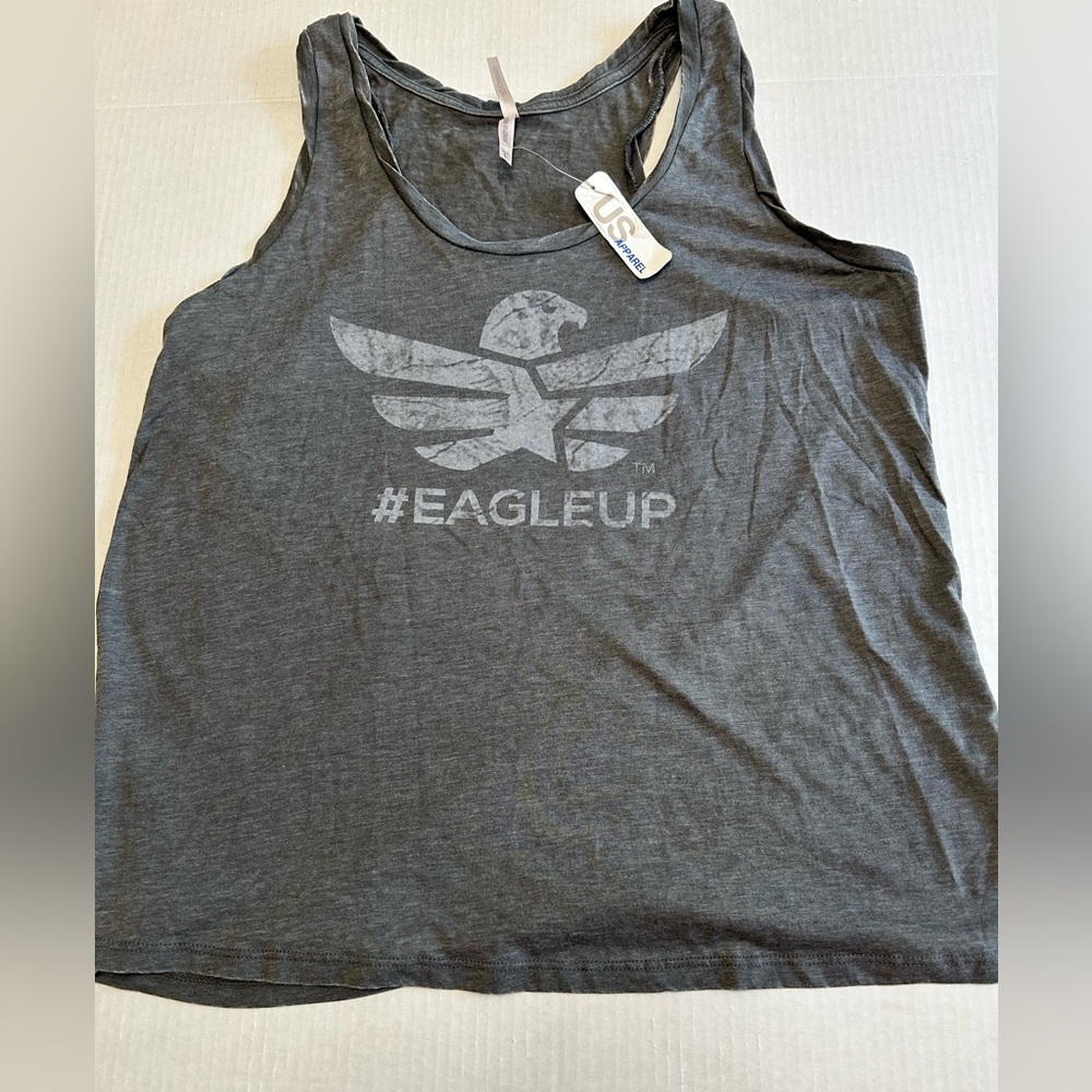 NWT U.S. Apparel Eagle Up Racerback Distressed Tank Top (Size Large)
